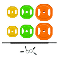 Barre de musculation personnalisée avec logo couleur, poids de 20 kg, disques de 5/2,5/1,25 kg, accessoires de gym unisexes, poids libres
