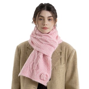 Bufanda de punto trenzado de color liso rosa, gruesa y cálida para invierno, calentador de cuello para mujer, bufanda, chal, accesorios. - Product Image 1