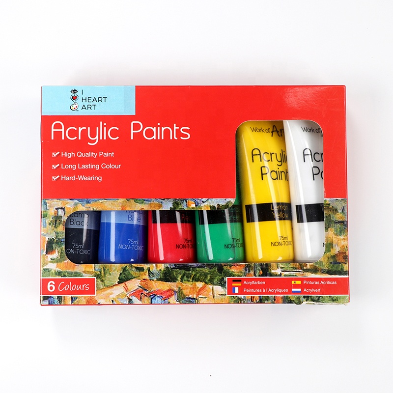 6 видов цветов 75 мл нетоксичный для художников идеально подходит для холст картины акриловых красок комплект