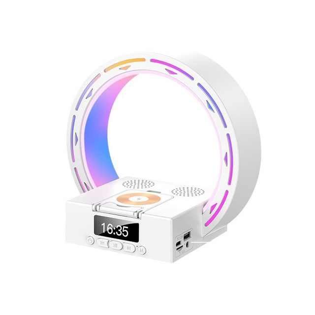Wireless MP3 Speaker RGB Colorful LED Light Digital Display Clock Smart Phone Stage 15W Wireless Charging Bluetooth Speaker