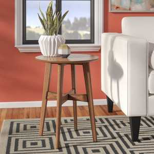 Table basse ronde <span class=keywords><strong>en</strong></span> bois au design moderne du milieu du siècle avec quatre pieds coniques pour salon - Product Image 3