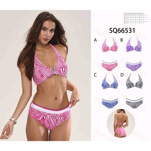 Costume da bagno bikini HDJ Plus Size da donna, taglie 44-56, stampa geometrica, vita alta, push-up, due pezzi - Product Image 2