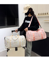 Sac de voyage grande capacité pour femme, léger, bagage cabine, sac de week-end avec compartiment sec/humide, pochette pour trolley, sac de sport