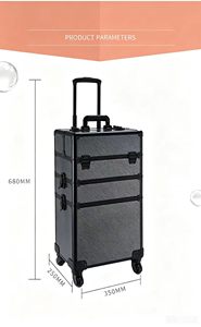 Trolley de Maquillage Multi-couches Style Urbain Minimaliste Grande Capacité Boîte de Rangement Maquillage Maître des Ongles et Coiffure Multifonction en Aluminium - Product Image 2