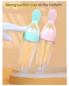 Biberón de 90 ml para Alimentación y Lactancia de Bebés, Alimentador de Alimentos para Bebés, Biberón de Silicona con Cuchara, Alimentador Portátil con Cuchara de Silicona - Product Image 4