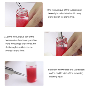 Limpiador de pinzas para pestañas, limpiador de pinzas, removedor líquido y esponja, herramientas de injerto, limpieza - Product Image 5