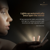 Espejo de tocador plegable de viaje recargable, espejo de maquillaje portátil con luz Led y pantalla táctil