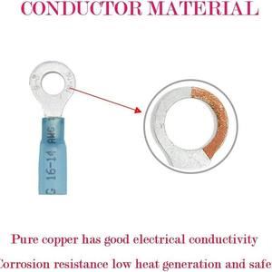 Terminales de Anillo de Cobre Puro 10-22 AWG, Impermeables, Aislados, Estilo Europeo, 200 Piezas, Bloques de Terminales - Product Image 1