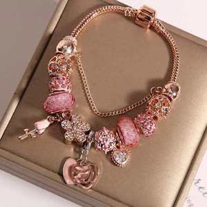 <span class=keywords><strong>Bracelet</strong></span> en pierre en forme de cœur, bijou d'amitié, couleur or rose, à breloque, tendance été - Product Image 3