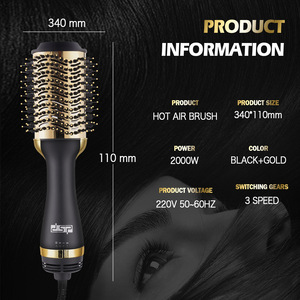 Cepillo de aire caliente eléctrico profesional Dsp con ajustes de calor regulables para peinar y dar volumen al cabello - Product Image 4