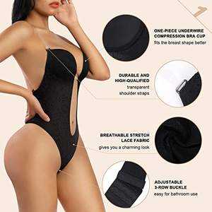 Moldeador de cuerpo de boda de encaje con servicio personalizado Moldeador de cuerpo sin espalda sexy con faja de sujetador Tanga de una pieza - Product Image 2