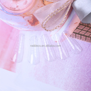 Longs ongles en forme de cercueil, deux formes, extension artificielle naturelle, Nail Art, design de Salon avec ligne de longueur - Product Image 6