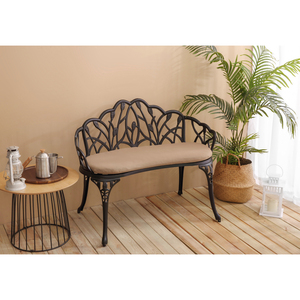 Tulip Patio Garden <b>Bench</b> Cast Aluminum Outdoor Furniture Floral Rose Design for Patio Park Lawn Yard - Product Image 2