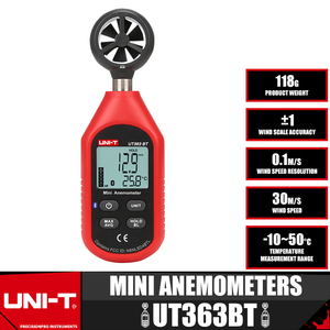 Higrómetro Digital de Grado Industrial Uni-t, Mini Anemómetro UT363BT, Medidor de Humedad y Temperatura - Product Image 3