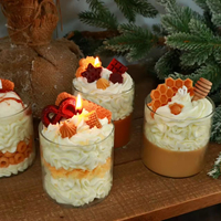 Vela Aromática en Frasco de Vidrio con Forma de Pastel, Linda Vela de Aromaterapia para Decoración del Hogar, Creación de Ambiente Relajante