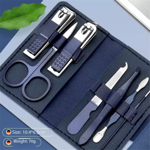 Ensemble de soins de manucure et de pédicure de luxe 7 en 1, coupe-ongles en acier au carbone, lime, ciseaux avec étui en PU - Product Image 4