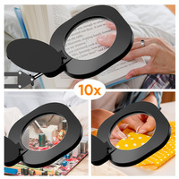 Lampe de bureau LED à intensité variable avec anneau lumineux et pince, loupe 10X, mains libres pour l'artisanat, les loisirs, la lecture, la peinture, la couture et les travaux de précision