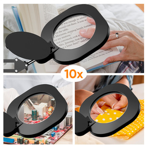 แหวนกระจกขยาย10X พร้อมที่หนีบโคมไฟตั้งโต๊ะ LED หรี่แสงได้แบบแฮนด์ฟรีสำหรับงานฝีมืองานอดิเรกอ่านภาพวาดเย็บใกล้ชิด - Product Image 3