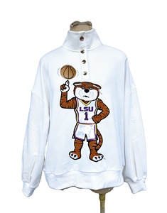 <span class=keywords><strong>Felpa</strong></span> Unisex Personalizzata con Collo Alto, Logo Ricamato con Motivo Libellula in Metallo, Cotone con Paillettes - Product Image 1