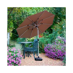 Parapluie de jardin extérieur Led Light Aluminium Furniture Large Right Cantilever Outdoor