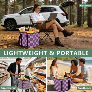 Organizadores de Maletero Plegables Impermeables de Nailon con Diseño Ulu Púrpura Hawaiano, Organizador de Coche, Bolsas de Compras Reutilizables con Impresión Personalizada - Product Image 6