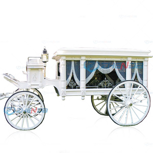 Factory Customized Vintage White Coffin Carriage Horse Wagon Antique Electric Buggy Electric Funeral Horse Hearse - Product Image 1