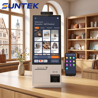 SUNTEK Terminal Punto de Venta de Autoservicio de 15.6 Pulgadas para Mostrador, Máquina Expendedora de Boletos con NFC e Impresora