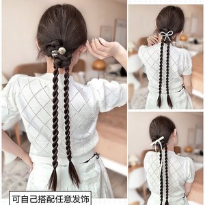 Extensiones de cabello trenzado de dos hebras para mujer, peluca de cola de caballo, resistente a altas temperaturas, para cualquier tono de piel y forma de rostro - Product Image 4