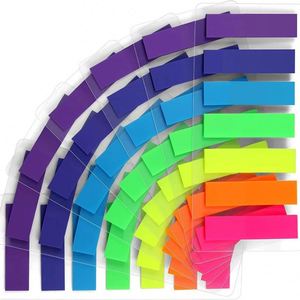140sheets 7 Colors Fluorescent Long Strip Self-Adhesive Sticky Tabs Memo <b>Pads</b> Semi-Transparent Page Markers Office School - Product Image 1