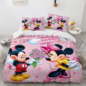 Minnie setelan seprai kartun anak-anak, setelan seprai anak motif kustom 3d