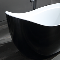 Baignoire japonaise DEWO EE690, baignoires profondes, blanc et noir ovales, 1,9 m, acrylique, autoportante, villa, intérieur/extérieur