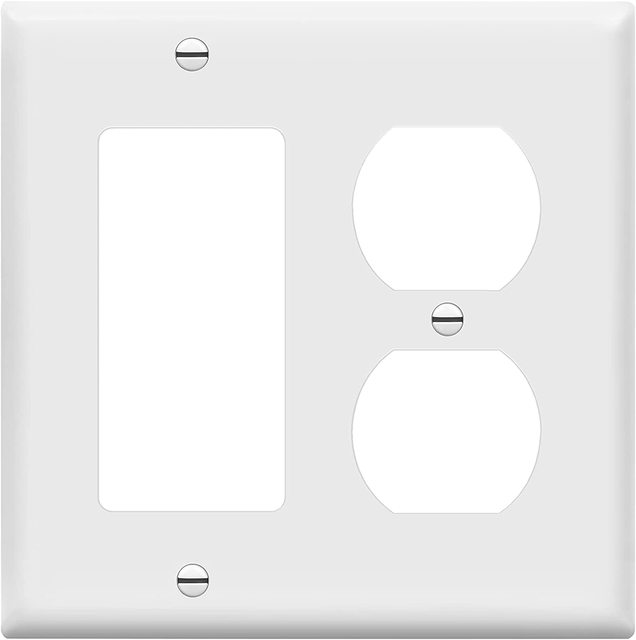 Combination Duplex Receptacle Outlet Decorator Rocker Light Switch Wall Plate Cover  2-Gang C660D1R1 Design Jumbo Switch Plates