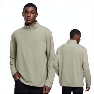 T-shirt formel à manches longues et demi-zip pour homme, coupe classique, uni, en polyester/coton tricoté, respirant et infroissable, collection 2026 - Product Image 4