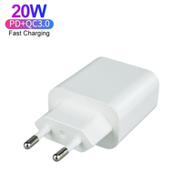 Chargeur mural portable certifié CE ETL à charge rapide PD20W QC3.0, adaptateur secteur USB-C de voyage, chargeur double port pour iPhone Android