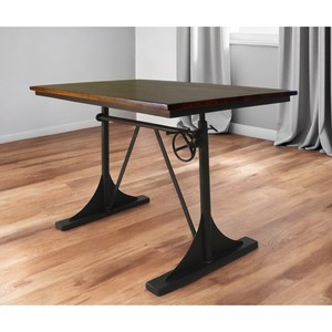 HMS 48 \ "tavolo da pranzo con Base a cavalletto in legno massello e ferro in marrone e nero, eleganti e durevoli mobili da cucina - Product Image 2