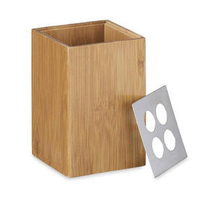 Conjunto de acessórios para banheiro, conjunto de 4 peças organizador com bandeja porta escova de dentes caixa de armazenamento garrafa de loção de bambu - Product Image 3