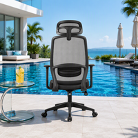 Chaise de bureau ergonomique à dossier haut en maille avec appui-tête réglable, design contemporain pour la maison, le bureau ou le salon, base pivotante, hauteur réglable