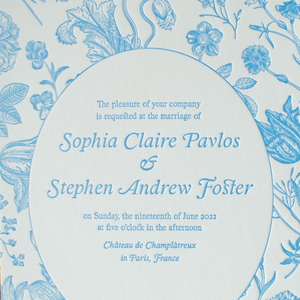 Carte d'<span class=keywords><strong>invitation</strong></span> de mariage en typographie, élégante, couleur en relief, bordure florale de style Vogue, style campagnard français classique, vœux de mariage - Product Image 5