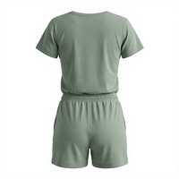 Ensemble 2 pièces décontracté pour femme : T-shirt à manches courtes et short imprimé hibou de dessin animé, col rond, respirant, 100 % coton, longueur genou, printemps-été