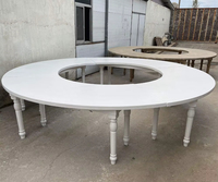 Mesa de Comedor de Madera de Estilo Rústico para Bodas, Banquetes, Hoteles, Uso en Exteriores y Parques, Diseño Moderno, Capacidad de 500 kg, Color Blanco