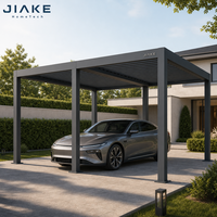 Pergola en aluminium avec toit à lames motorisé pour allée de villa, abri de voiture et espace de stationnement pour fêtes de jardin