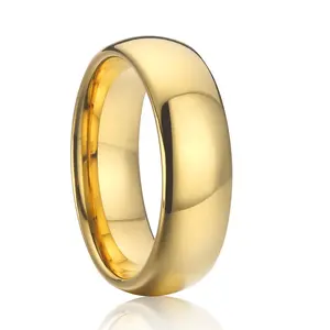 קלאסי פשוט רגיל זהב מצופה שלו וטבעת הנישואין שלה לזוגות נשים טבעות זהב טונגסטן קרביד טבעות גברים זכר 6 מ"מ