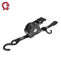 Correa de amarre HLM con trinquete automático de poliéster, correa de amarre retráctil automática con gancho en S para ATV, motocicleta y carga