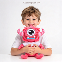 Peluche Monstre Rayé de Haute Qualité avec Cornes, Poupée Monstre de Dessin Animé, Peluches Monstre Personnalisables avec Logo, Poupée Monstre Douce