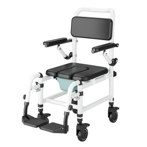 Multifunction <b>Commode</b> <b>Chair</b> With Wheels Aluminum Alloy For Elderly Shower Toilet Use - Product Image 3