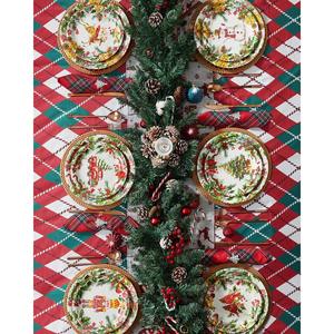 Assiette à dîner en céramique moderne et minimaliste de 25,4 cm avec motif de plantes de Noël, compatible micro-ondes, vaisselle de fête - Product Image 4