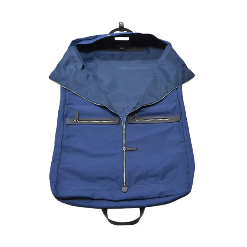 custom durable canvas leather mens travel suit cover garment clothes bag