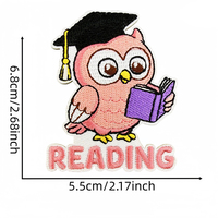 Patchs thermocollants brodés sur le thème de la lecture, vente en gros, motifs mignons Dragon, Hibou, Crâne, appliques à coudre sur le thème du livre, logo personnalisé pour sac à dos