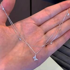 Collar de Plata de Ley S925 con Doble Capa de Nudo de Bambú y Hueso de Serpiente con un Solo Diamante, Diseño de Nicho Versátil de Estilo Coreano - Product Image 5