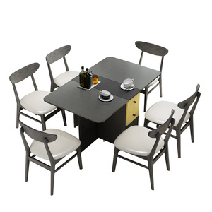 Set da Pranzo Moderno per Soggiorno e Ristorante, <span class=keywords><strong>Tavolo</strong></span> da Pranzo in Legno Truciolare con Sedie - Product Image 5